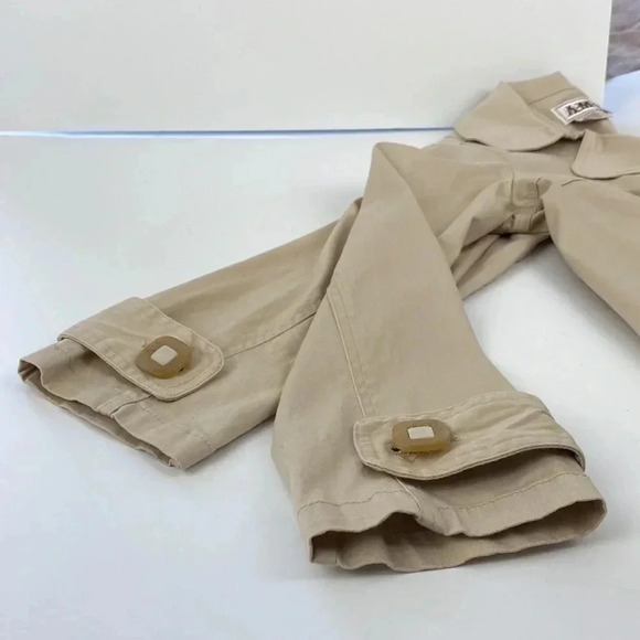 2/$25Cream tan business casual V-neck formal office trenchcoat  short jacket M - Picture 11 of 12